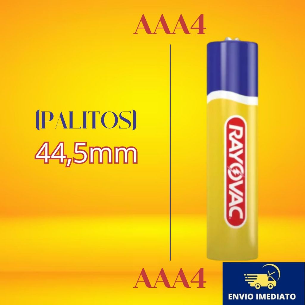 Detalhes do Pilhas As Amarelinhas Rayovac Tamanho AAA4 - Cartela com 4