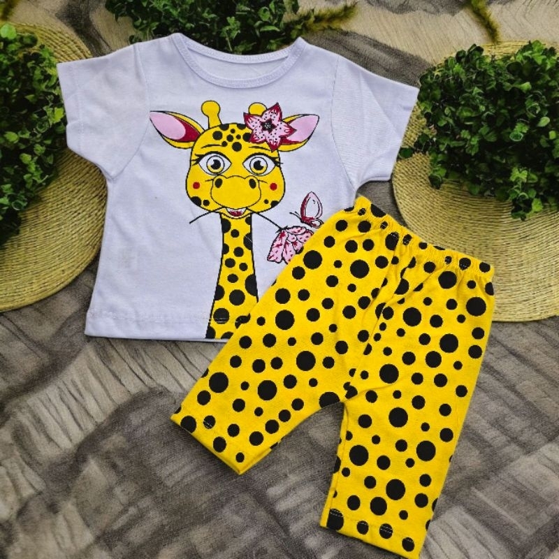Conjunto para Bebê Menina Girafa Amarela, Linda Roupa Temática de Bebê.