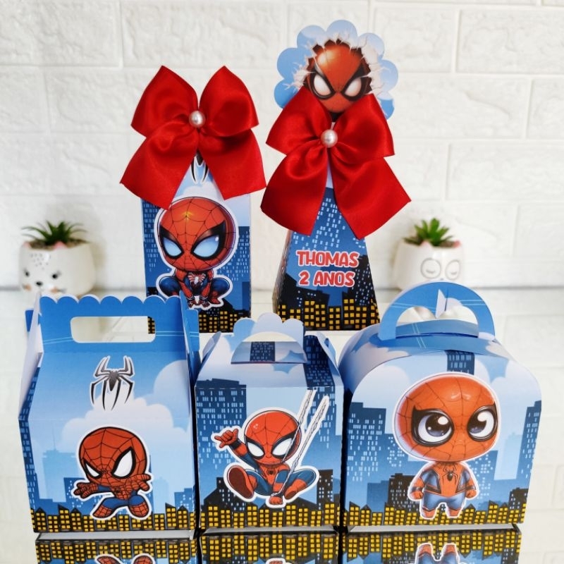 Kit Caixinhas Homem Aranha Baby/Cute - Lembrancinhas Personalizadas | Mimos | Kit Festa | Personalizados (PEGUE E MONTE)
