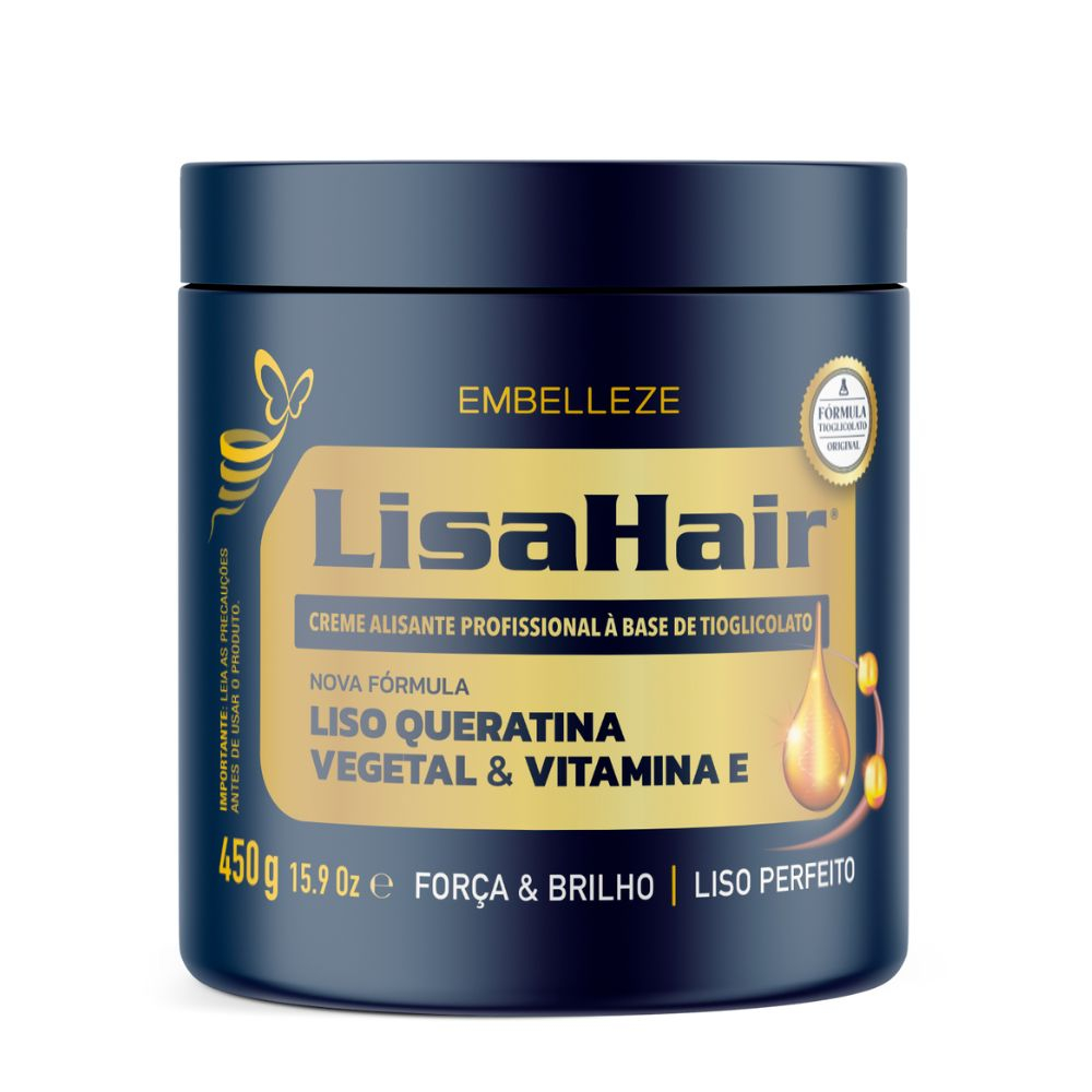 Creme Alisante LisaHair Liso Queratina 450G em Oferta na Shopee