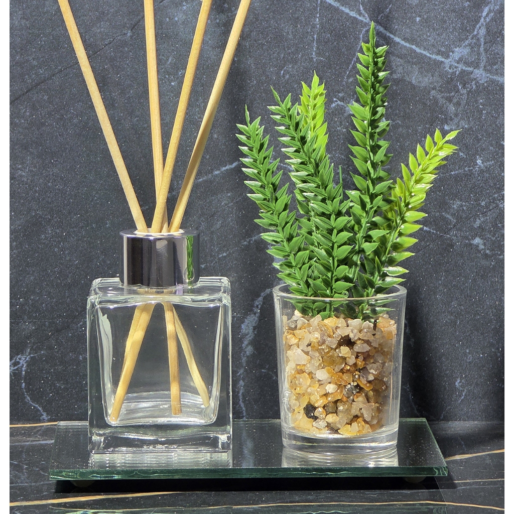 Kit Mini Aromatizador Bandeja Enfeite Decorativo 100ml Vidro Presente