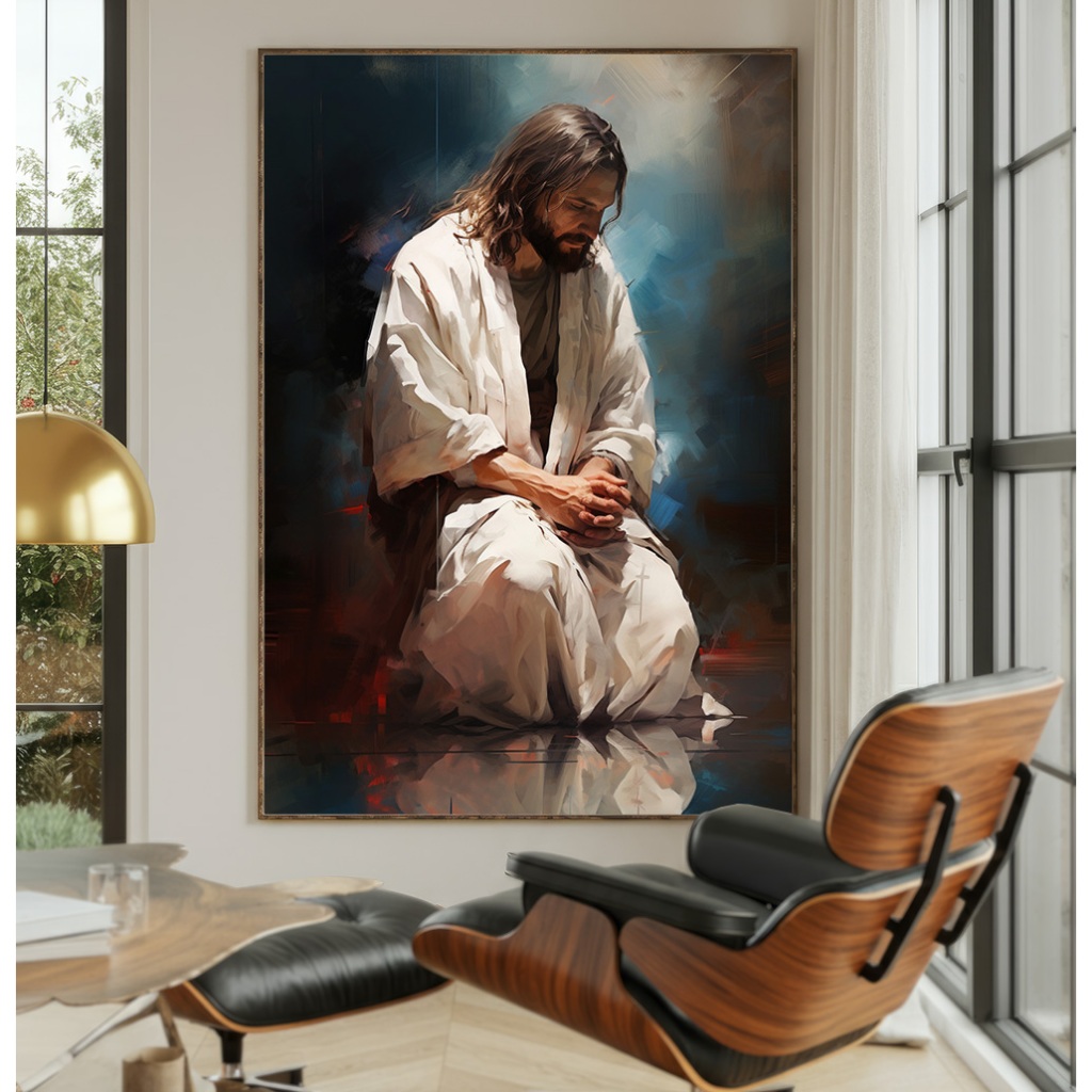 Quadro Jesus Cristo Quadro Com Moldura E Vidro Quadro Decorativo Sala Grande Quadro Jesus Orando