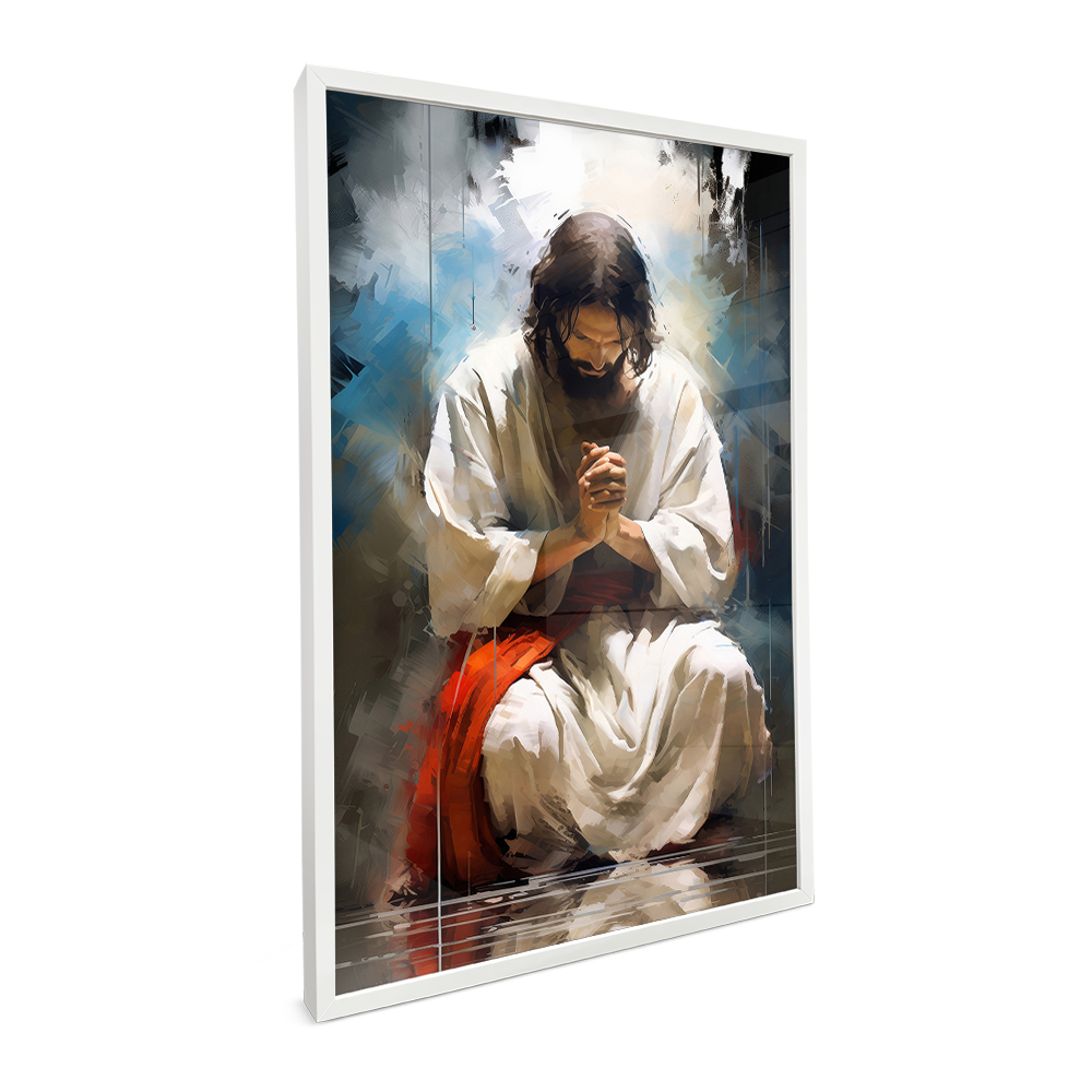 Quadro Jesus Cristo Abstrato Para Sala Quadro Decorativo Religioso Quadro Com Moldura Vidro Oração