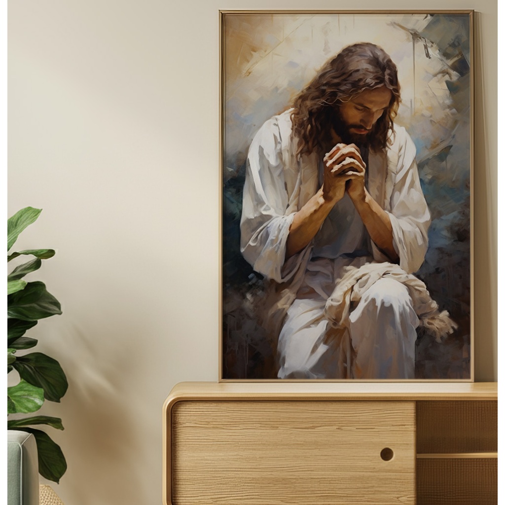 Quadro Jesus Cristo Abstrato Para Sala Quadro Decorativo Com Moldura Grande Quad