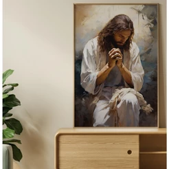 Quadro Decorativo Sala Jesus Cristo Orando Quadro Cristão Para Sala Com Moldura Quadro Religioso