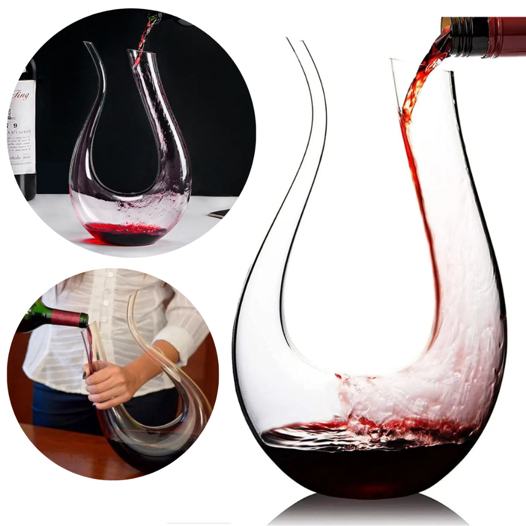 Decanter De Vinho Aerador Decantador 1,4L Em Vidro Lapidado Luxo Moderno