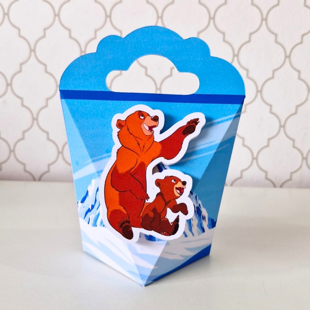 CAIXA TRIANGULOVE PERSONALIZADA PARA LEMBRANCINHAS IRMÃO URSO | CAIXINHA |FESTA INFANTIL ANIVERSARIO
