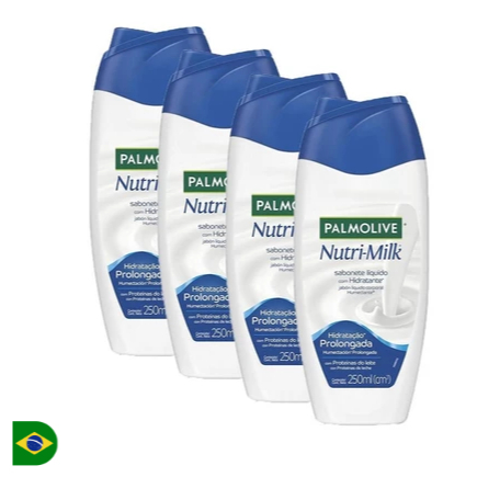 Kit com 4 Sabonete Líquido Palmolive Nutri-Milk Hidratante 250ml cada