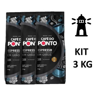 Café em Grãos Café do Ponto 1kg - KIT  com 3 Unidades - Café do Ponto