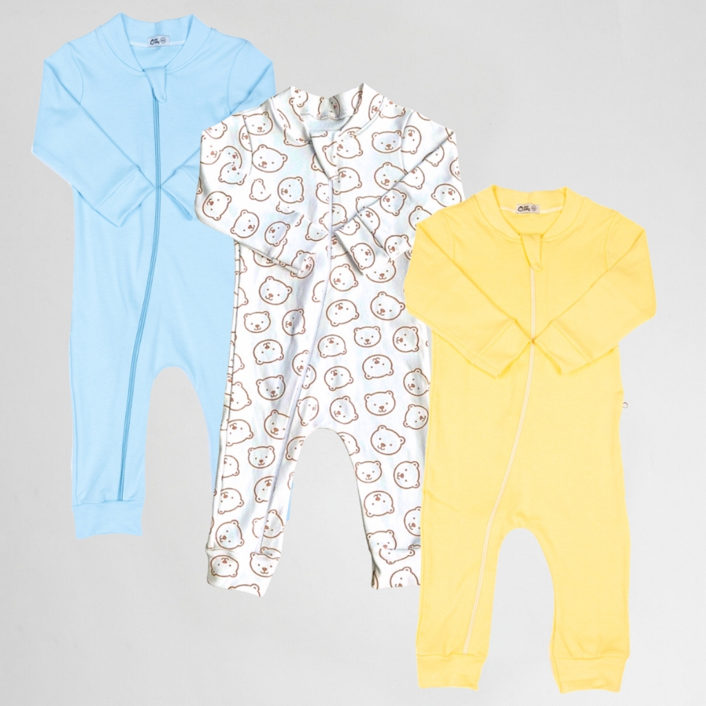 Kit Macacão Bebê 3 peças Antialérgico 100% Algodão 24007-K3