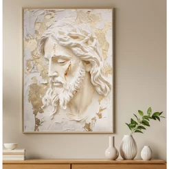 Quadro Jesus Cristo Efeito Gesso Quadro Decorativo Sala Com Moldura Quadros Decorativos Quarto