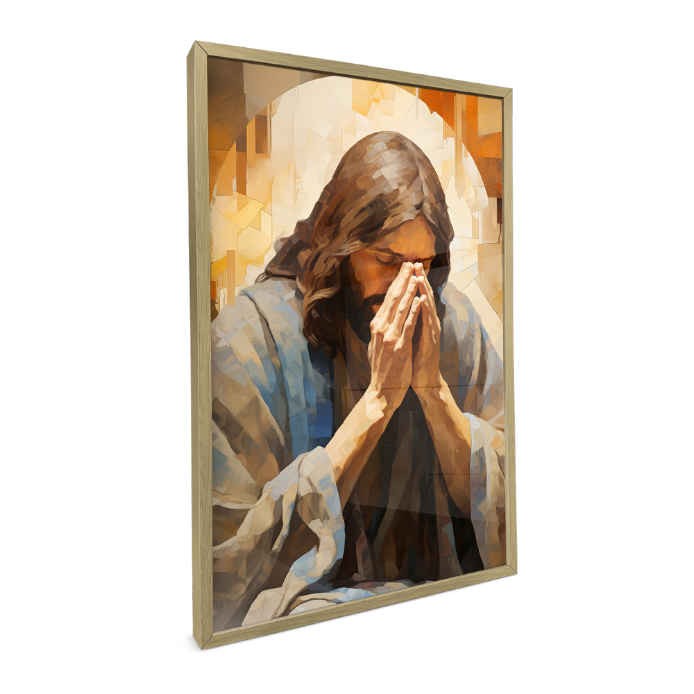 Quadro Jesus Orando Quadro Decorativo Sala Grande Jesus Cristo Com Moldura Quadro Religioso Oração · foto 2