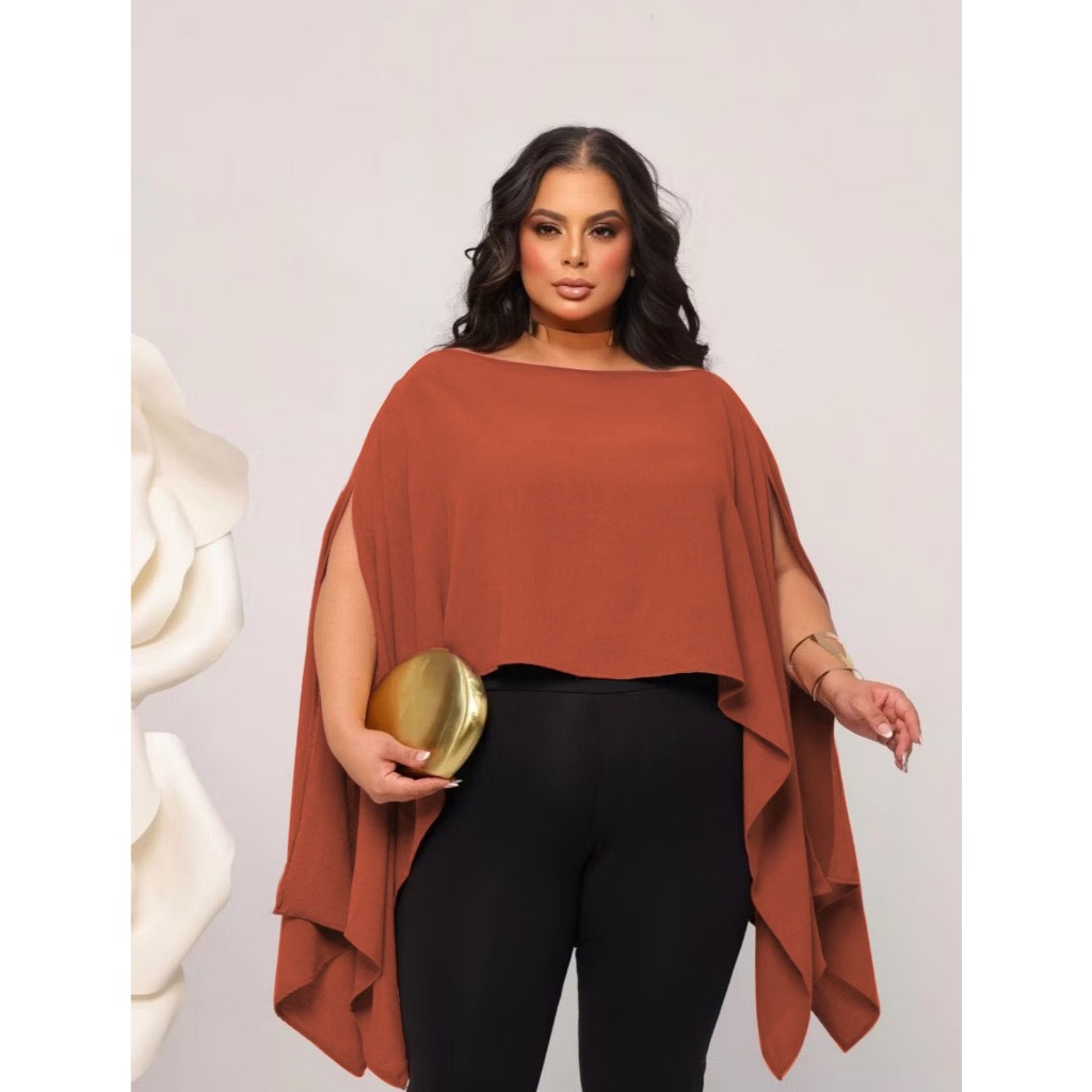 Bata Capa Estilo Boho Plus Size Blusa Capa Feminina Multi Formas Cropped