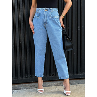 Calça Jeans Feminina Mom Mulher Estilosa Veste Bem Calca 165 em Oferta na Shopee