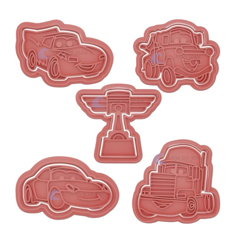 Kit 5 Cortador Marcador Cars Relampâgo McQueen Queen Carros Cookie Americana em Oferta na Shopee
