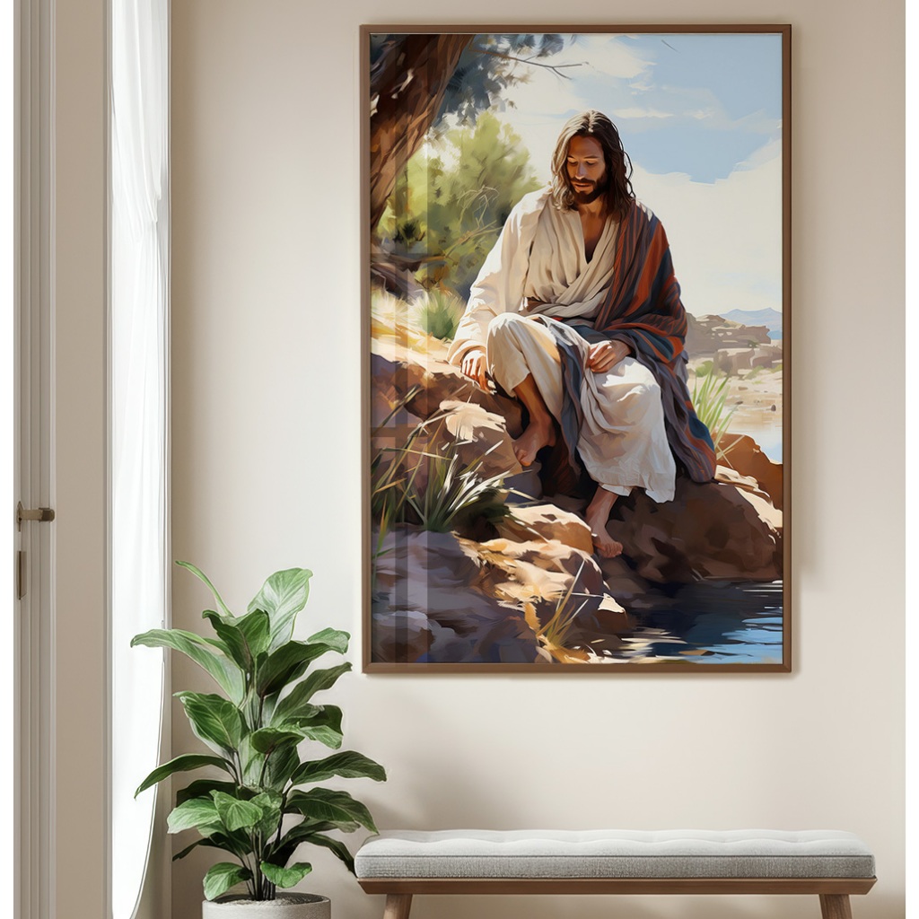 Quadro De Jesus Grande Para Sala Quadro Com Moldura E Vidro Quadro Decorativo Religioso Senhor Rio