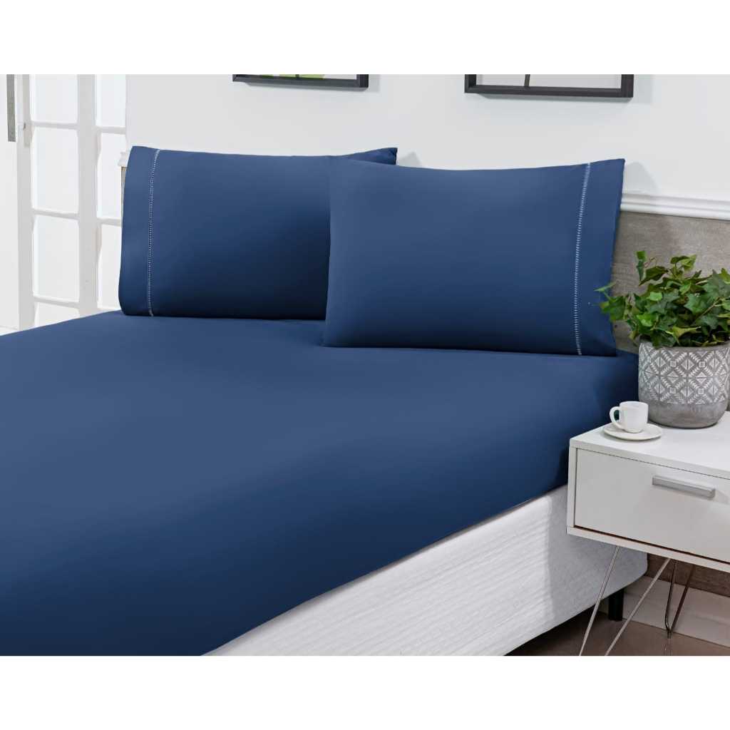 Kit Lençol Casal 3 Peças - Micropercal 400 fios Ponto Palito Fronha Decoração, Quarto Cama