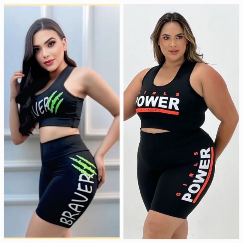 Conjunto de academia Plus size croped e top moda fitnes promoção