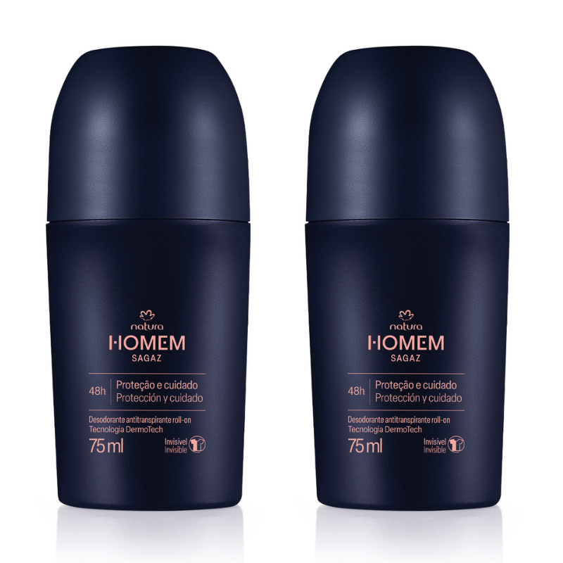 kit 2 Desodorante Antitranspirante Roll-On Natura Homem Sagaz - 75 ml