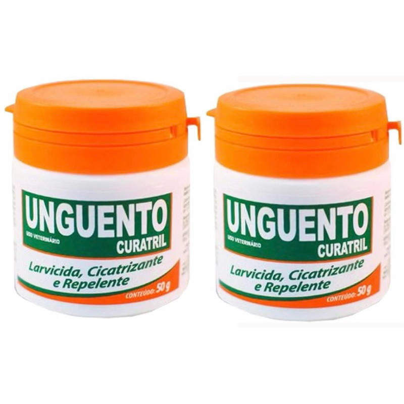 Kit C/2 Pomadas Unguento Curatril Cicatrizante Cães Larvicida E Repelente 50g em Oferta na Shopee