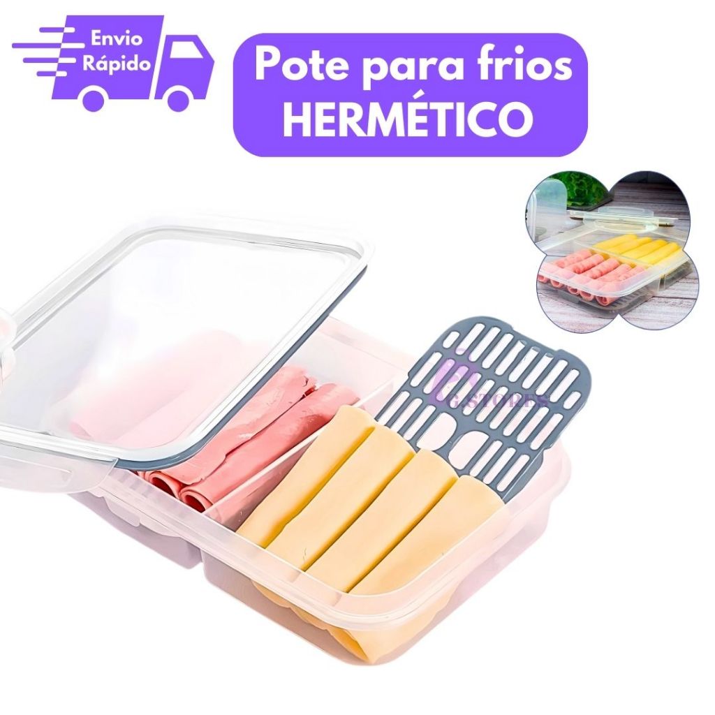 Porta Frios Pote Hermético 2 Divisórias 1000 ml