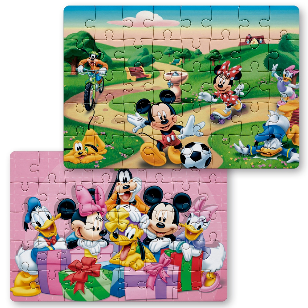 KIT 2 Peças Quebra Cabeça Mickey e Amigos, Minnie, Pluto, Pateta, Margarida | 24, 40 e 70pçs