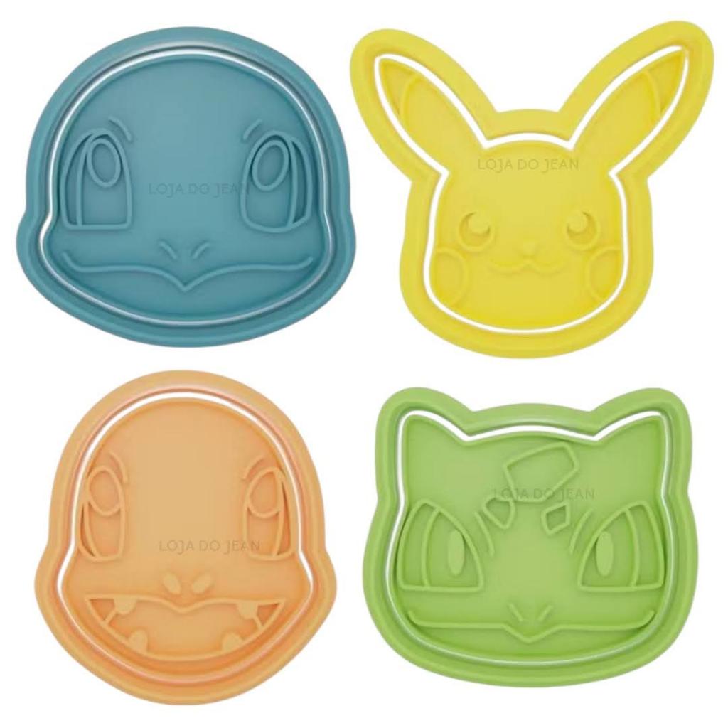 Kit 4 Cortador Marcador Cookie Pokemon Pikachu Go Desenho