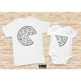 Camiseta + Body Tal Mãe Tal Filha Tal Filho (pizza) em Oferta na Shopee