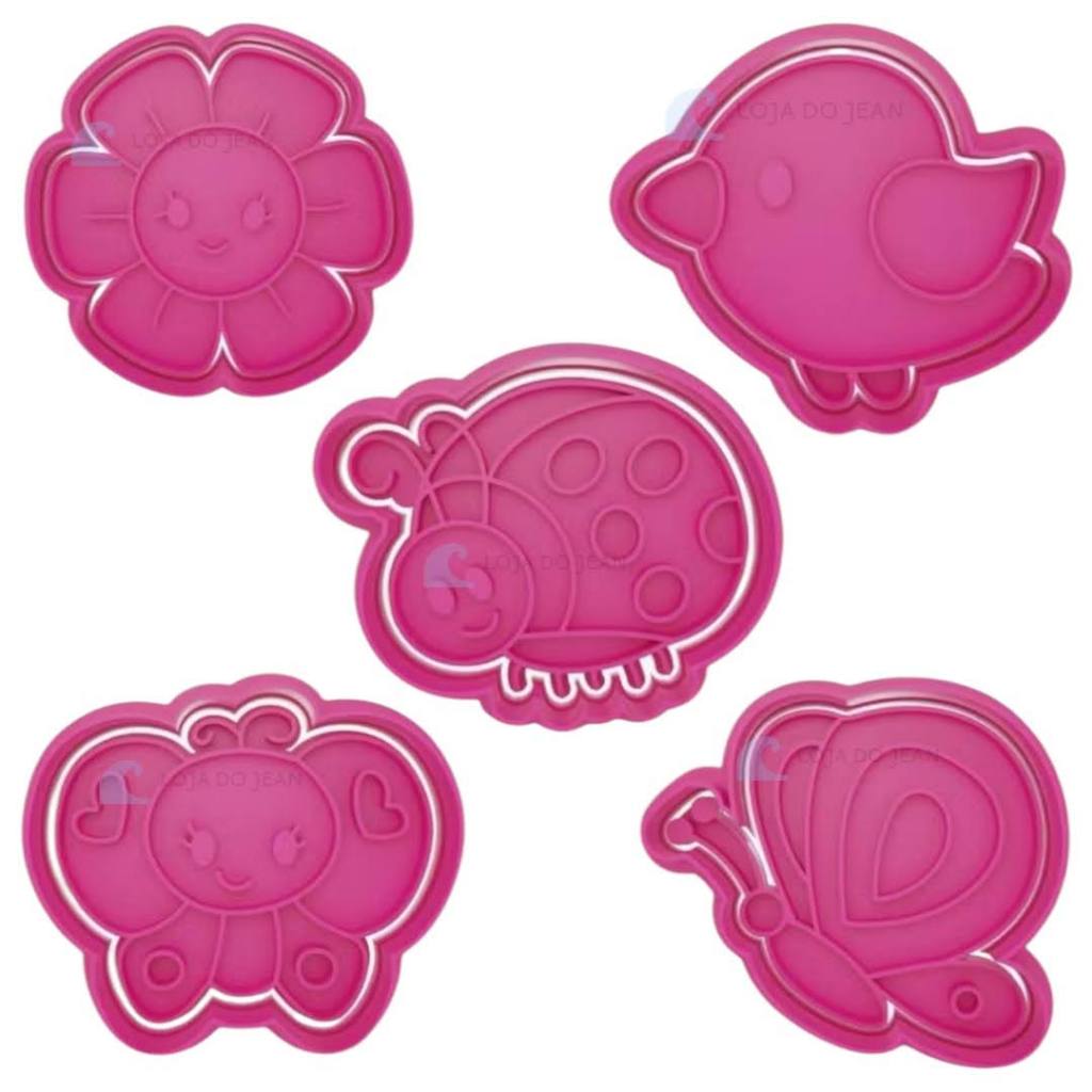 Kit 5 Cortador Marcador Jardim Insetos Flor Joaninha Borboleta Cookie Americana em Oferta na Shopee