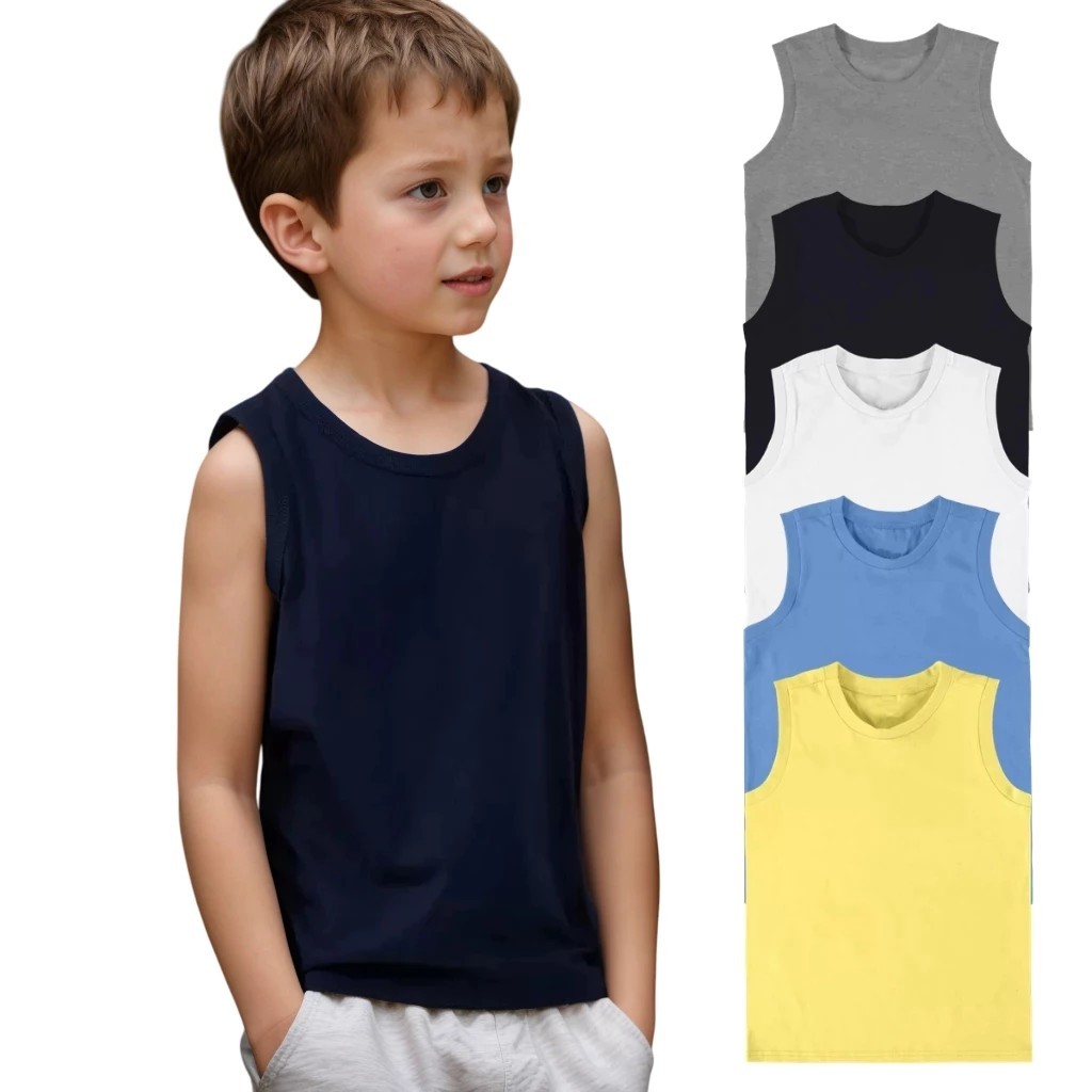 Kit Camisetas Regatas Estampa Lisa Menino Roupas Infantil Verão kids em Oferta na Shopee