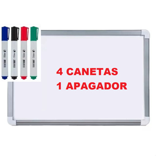 Lousa Quadro Branco Moldura Alumínizado 40x30 Cm + 4 Canetas em Oferta na Shopee
