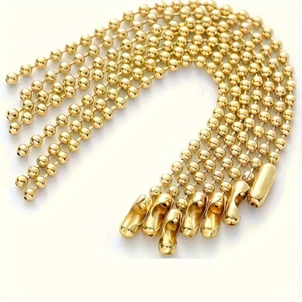 50Un Corrente de Bolinha Dourada 2.4mm 12Cm Com fecho Canoa em Oferta na Shopee