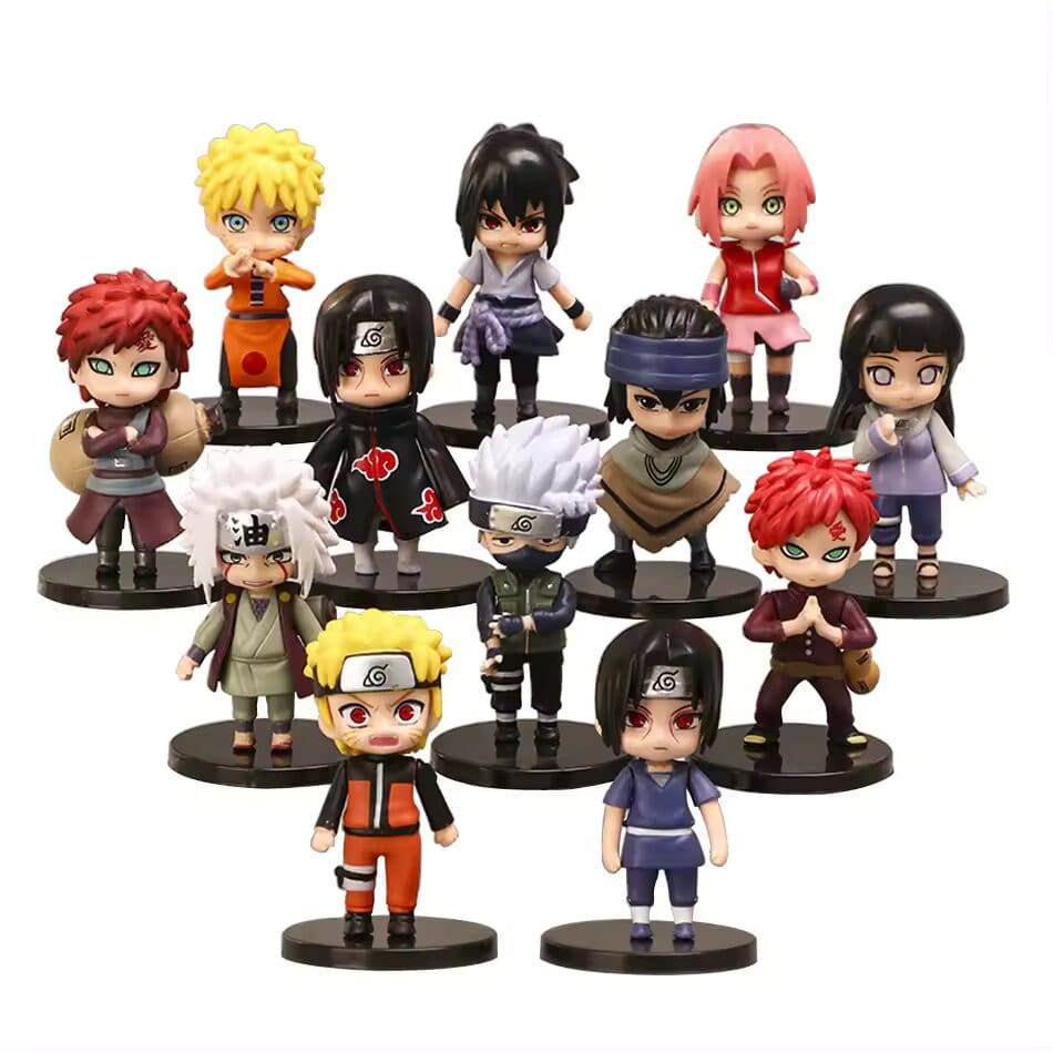 Kit 12 Bonecos Naruto Action Figure Sasuke Itachi Jiraya Kakashi Gaara Sakura Hinata Anime Manga