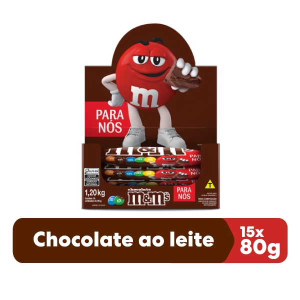Chocolate M&M'S Ao Leite 15 Unidades de 80g - Food & Beverages