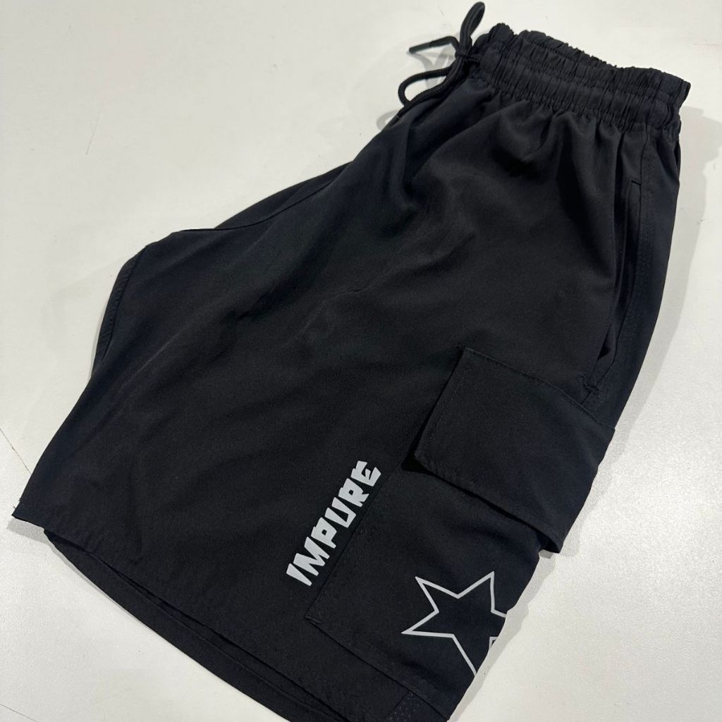 Bermuda Masculina Cargo Impure Refletivo 4 Bolsos Skate Impure Masculina Star Tactel