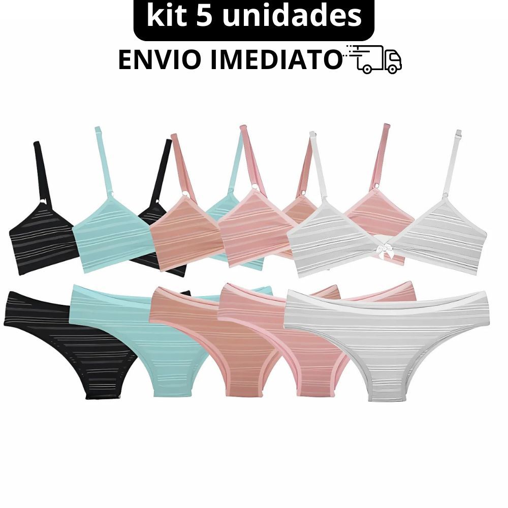 kit 5 Conjuntos Sutiã e Calcinha Juvenil Lingerie Menina Moça Infantil Roupa de Menina Intima em Oferta na Shopee