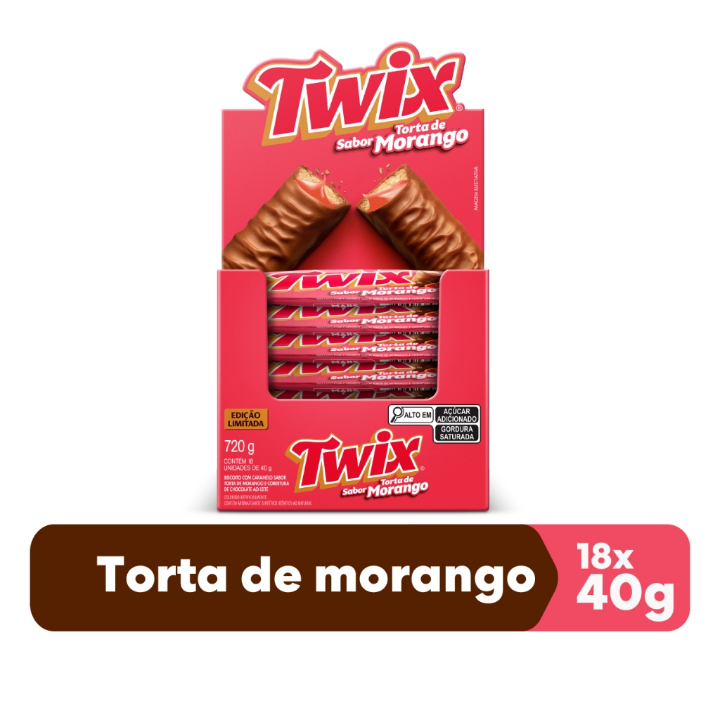 Chocolate Twix Torta de Morango 18 Unidades de 40g em Oferta na Shopee