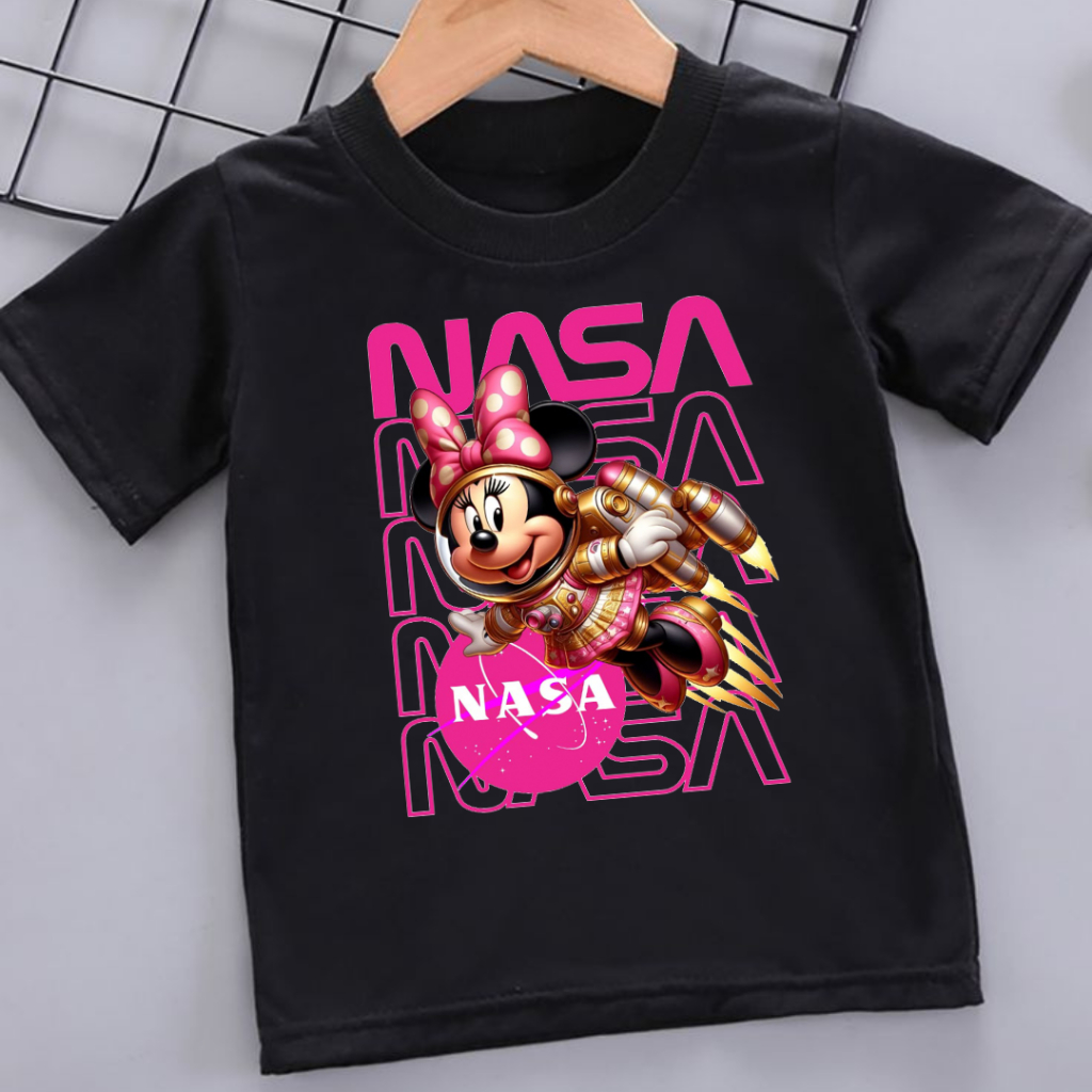 Camiseta Lançamento Infantil Camisa Estampada Nasa Minnie Mouse Estilosa Moda Juvenil AlgodãoPremium
