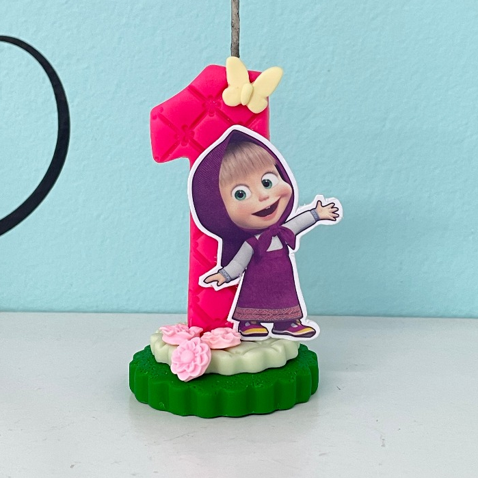 Vela Aniversário Marsha e Urso / Decoração Festa tema Marsha e Urso em Oferta na Shopee