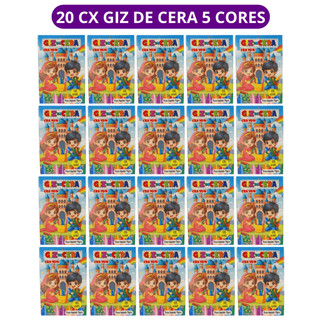 20 cx Mini Giz de Cera 5 Cores P/ Kit Festa Lembrancinha Artesanato Infantil