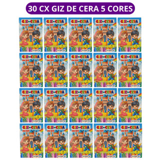 30 cx Mini Giz de Cera 5 Cores P/ Kit Festa Lembrancinha Artesanato Infantil