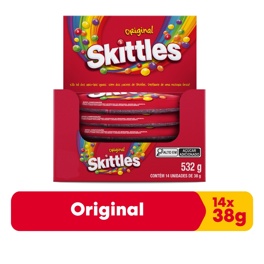 Bala Skittles Original Com 14 Unidades 38g em Oferta na Shopee