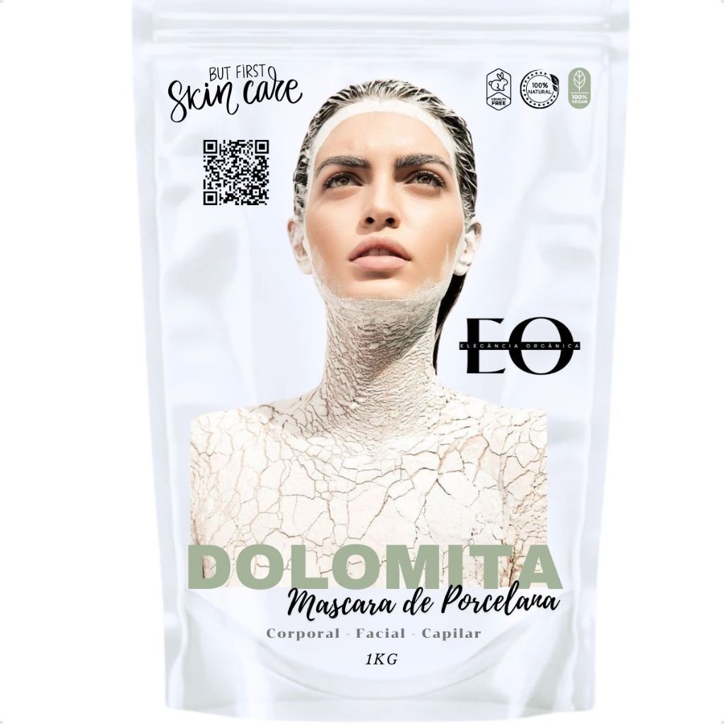 Dolomita Mascara Porcelana Facial Skincare Pura Botox Pele Oleosa Clareadora 100% Natural Esfoliante