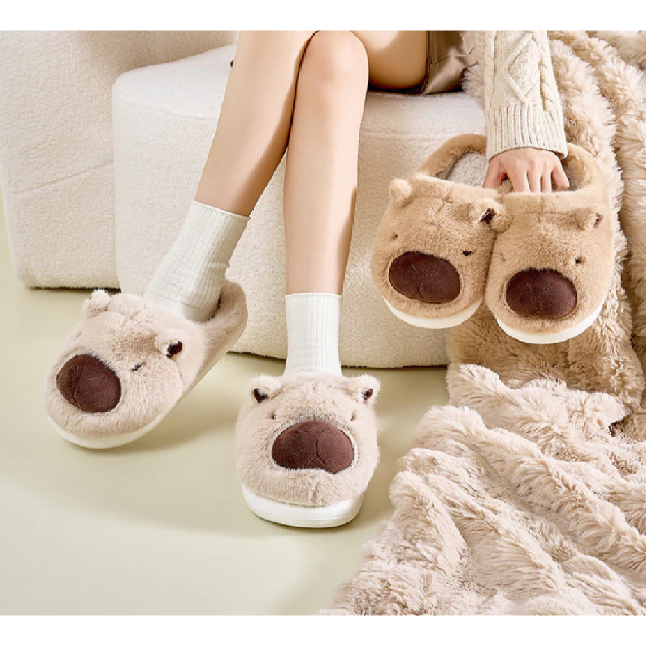 Chinelo Pantufa Capivara Adulto Infantil Antiderrapante Sola Borracha Quentinha Inverno Frio Pijama
