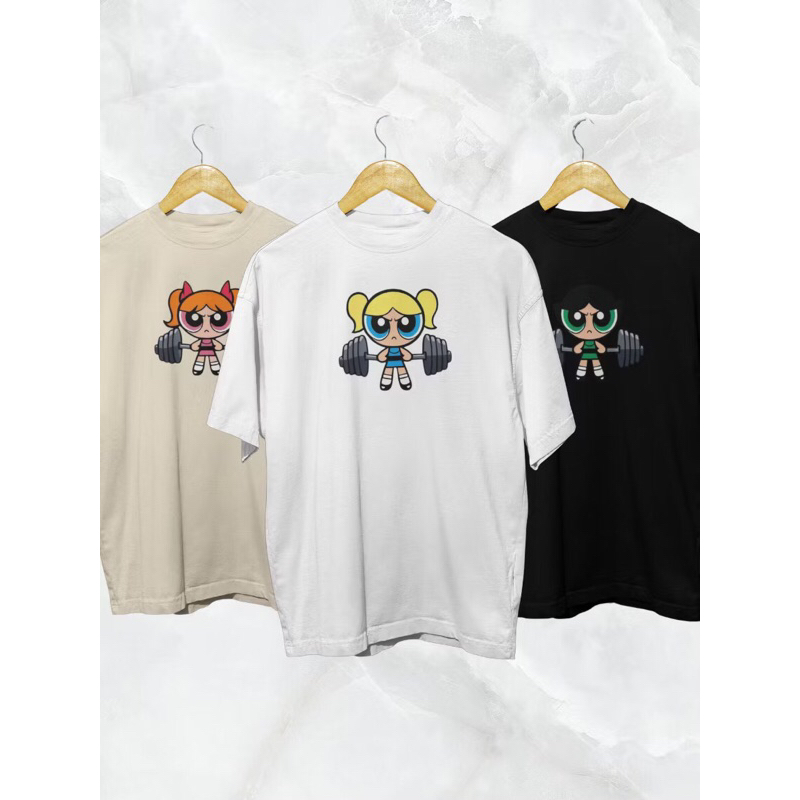 T-SHIRT Camisetas As meninas super poderosas Camisa GYM FITNESS treino Academia blusa street style blogueira Algodão