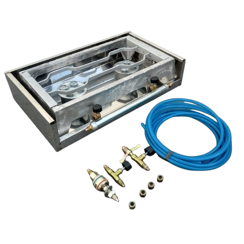 Fogão Fogareiro Rodo ar 2 Bc Aluminio Caixa Inox Kit Engate 5mt Caminhoneiro Pesca Camping Cozinha
