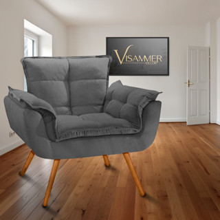 Poltrona Opala Tecido Suede Visammer  Para Sala de Estar Fibras Macias e Muito Confortavél