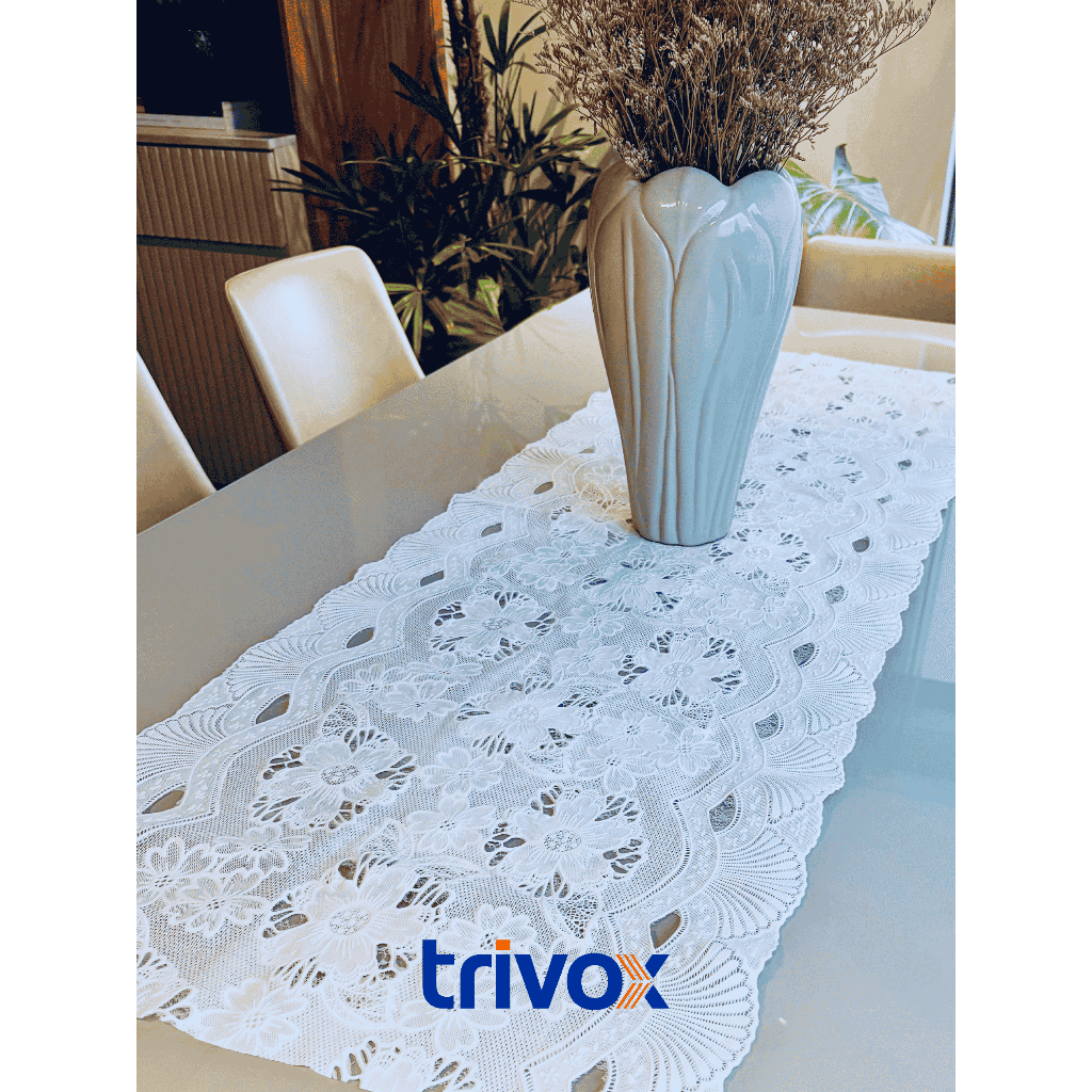 Caminho Trilho de Mesa Passadeira Renda de PVC Plástico - Rendado Bordado Decorativo