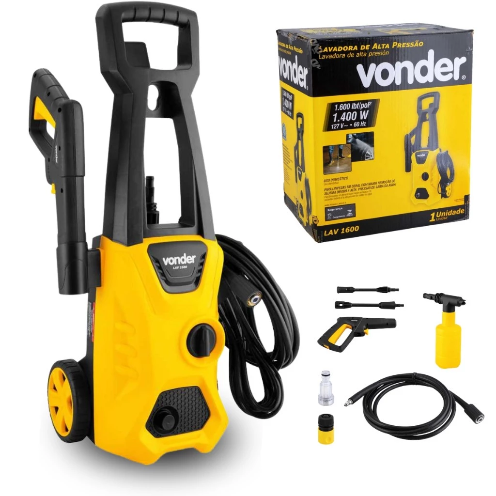 Lavadora De Alta Pressão Vonder C/ Rodas, 1.600 lbf/pol² 1400w Super Potente - Original Vonder — imagem 1