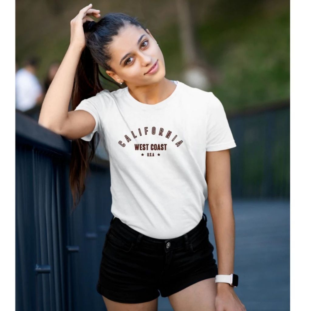 Camiseta Feminina Basica Delicada Tecido Premium Estampada California